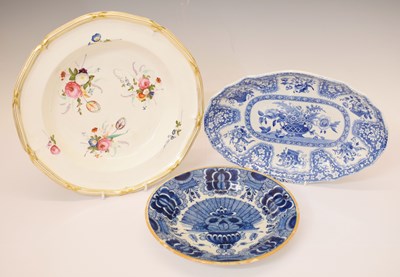 Lot 426 - Late 18th century Dutch Delft blue and white plate, etc