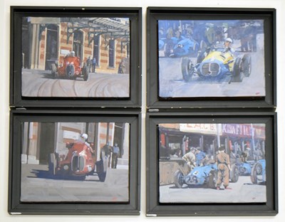Lot 505 - Stanley Rose (Contemporary) - Set of four oils on canvas - Racing cars