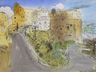 Lot 312 - Edward Piper (British, 1938-1990) - Watercolour - 'Mahon / Mao' (Menorca)
