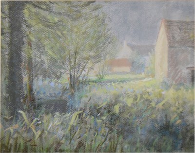 Lot 496 - Barrie Paine - Pastel - Farmstead, Chew Valley