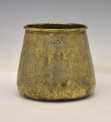 Lot 243 - 19th century Middle Eastern Mamluk revival brass jardinière or pot