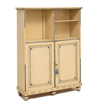 Lot 564 - Early 20th century French grey painted bookcase on cabinet