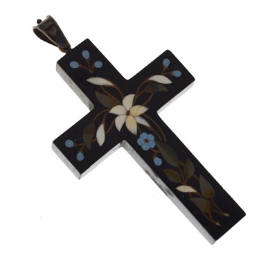 Lot 133 - Victorian Ashford marble pietra dura inlaid cross pendant