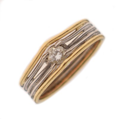 Lot 3 - Modern solitaire diamond 18ct white and yellow gold ring
