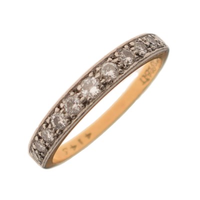Lot 4 - Diamond, yellow and white metal half eternity ring