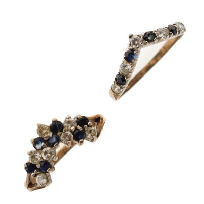 Lot 54 - Two 9ct gold 'wishbone' dress rings