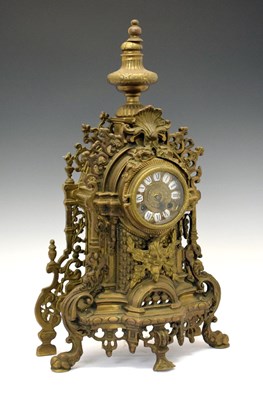 Lot 384 - Reproduction French-style cast brass mantel clock