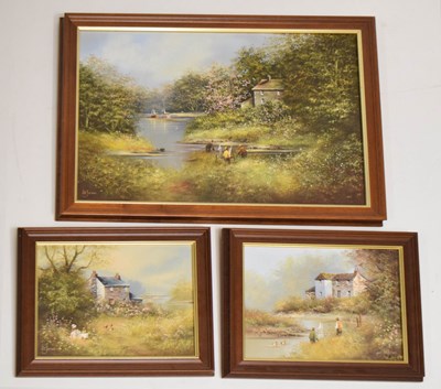 Lot 502 - Les Parsons (British b. 1945) - Pair of oils, and a larger example