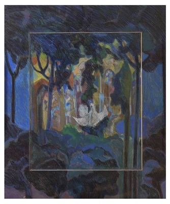 Lot 309 - Jeanette Lassen (Scottish, 1924-2008) - Mixed media - 'The Mysterious Forest'