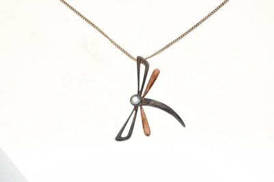 Lot 82 - Clogau Welsh silver and rose gold damselfly pendant