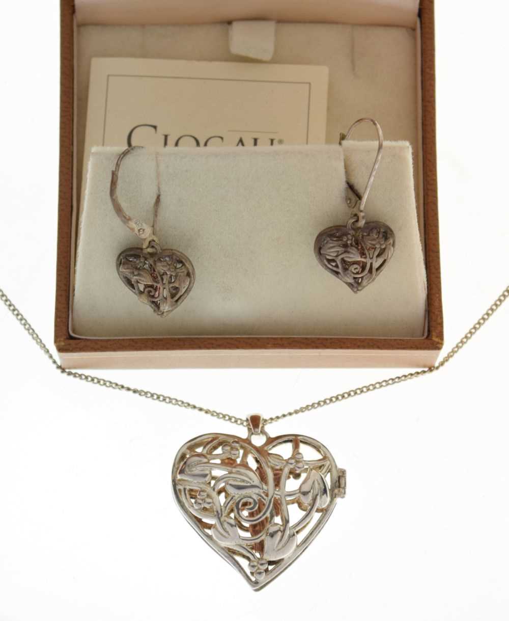 Lot 57 - Clogau Welsh silver and 9ct gold fairy locket and chain & earrings