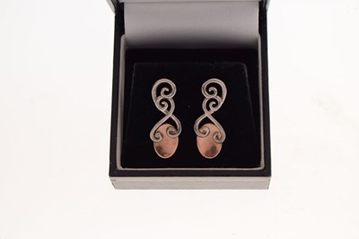 Lot 63 - Pair of Clogau Welsh silver and rose gold love spoon earrings