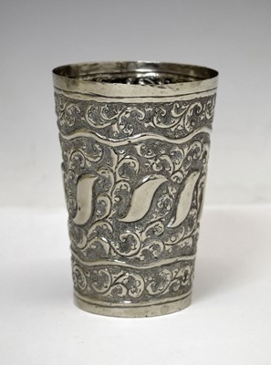 Lot 100 - Late 19th century Indian white metal beaker