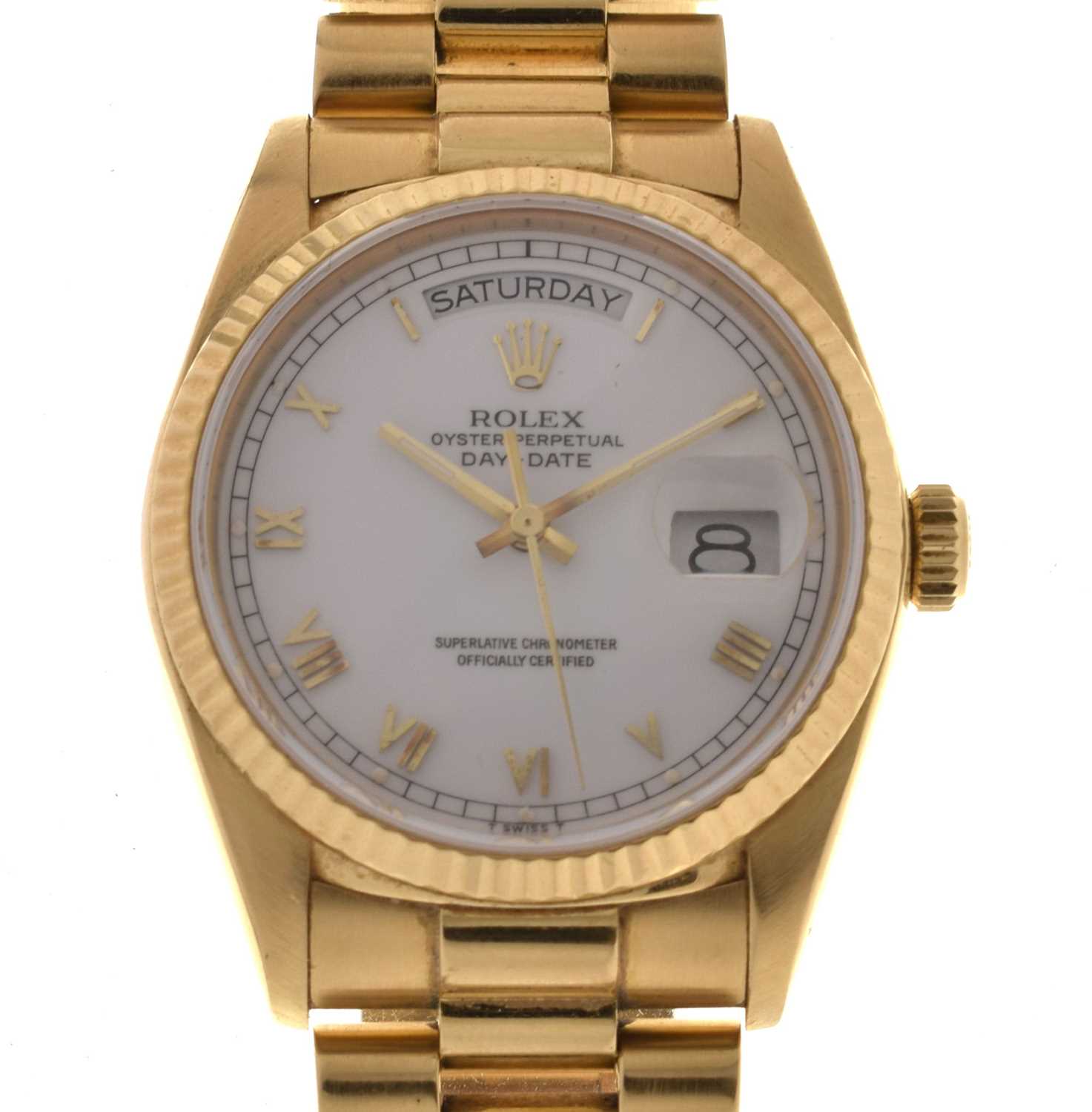 Lot 54 - Rolex - 18ct gold Oyster Perpetual Day Date bracelet, ref. 18038