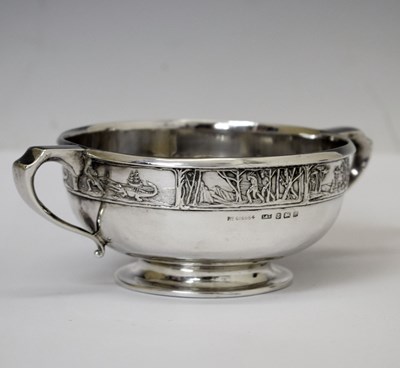 Lot 92 - George V silver porringer decorated with panels from J.M. Barrie's Peter Pan