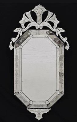 Lot 484 - Venetian cut and etched glass wall mirror