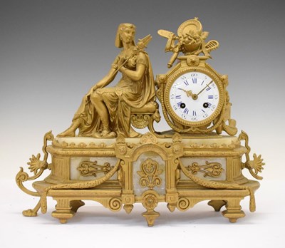 Lot 380 - 19th Century French gilt spelter mantel clock