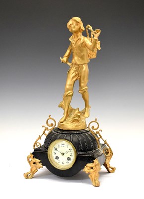 Lot 381 - Reproduction gilt metal figural mantel clock