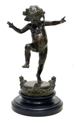 Lot 143 - Janet Scudder (American, 1869-1940) - Cast bronze figure - Frog Baby Fountain
