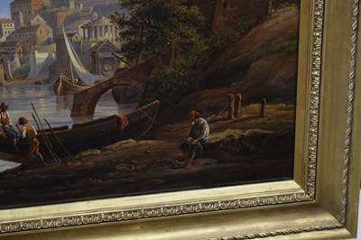 Lot 294 - Arthur John Strutt - (British, 1819–1888) - Oil on canvas - View of Rome from the River Tiber