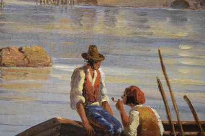 Lot 294 - Arthur John Strutt - (British, 1819–1888) - Oil on canvas - View of Rome from the River Tiber