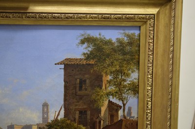 Lot 294 - Arthur John Strutt - (British, 1819–1888) - Oil on canvas - View of Rome from the River Tiber