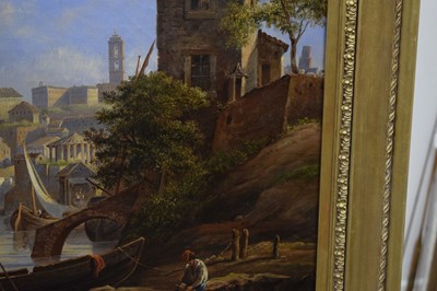 Lot 294 - Arthur John Strutt - (British, 1819–1888) - Oil on canvas - View of Rome from the River Tiber
