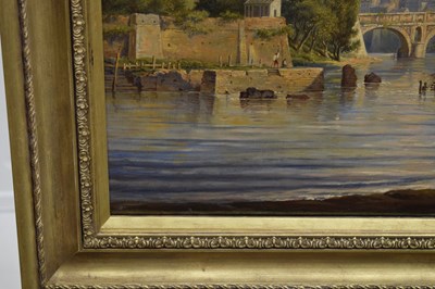 Lot 294 - Arthur John Strutt - (British, 1819–1888) - Oil on canvas - View of Rome from the River Tiber