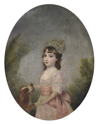 Lot 274 - Attributed to Gainsborough Dupont, (1754-1797)- Oil on canvas - Oval portrait of a girl