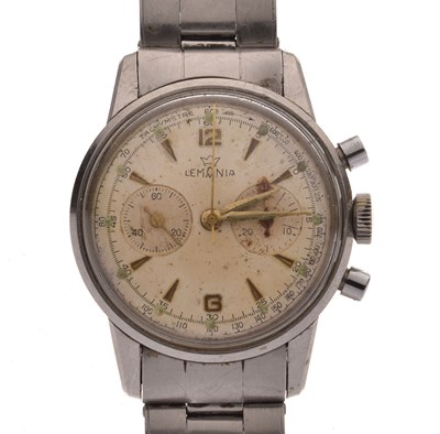 Lot 64 - Lemania- Stainless steel chronograph bracelet watch