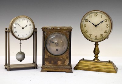 Lot 411 - Three early 20th Century silver-plated mantel clocks