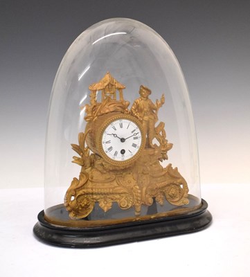 Lot 388 - Late 19th Century French gilt spelter figural mantel clock