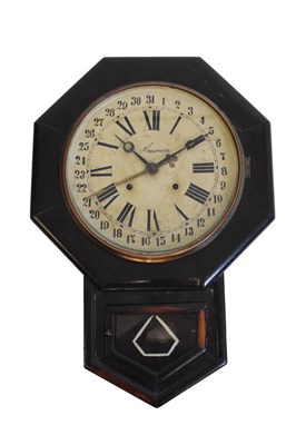 Lot 446 - Ansonia - American wall clock with calendar sweep, 62cm high