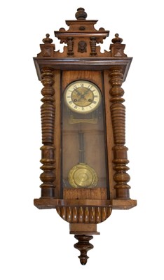 Lot 444 - Early 20th Century fruitwood-cased spring-driven Vienna wall clock