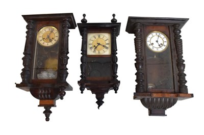 Lot 470 - Three early 20th Century spring driven Vienna wall clocks