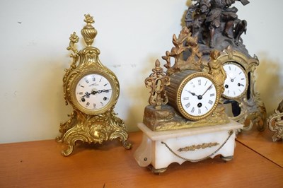 Lot 418 - Assorted gilt spelter mantel clocks