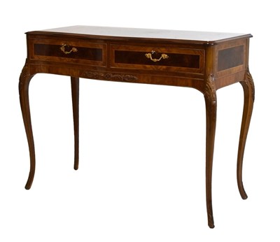 Lot 678 - Reproduction inlaid mahogany two-drawer side table