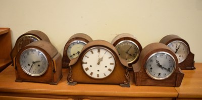 Lot 425 - Seven assorted mid 20th Century mantel clocks