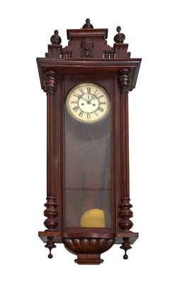 Lot 435 - Early 20th Century mahogany-stained Vienna wall clock