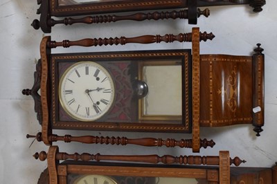Lot 477 - Four late 19th Century American inlaid wall clocks