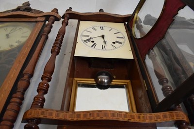Lot 477 - Four late 19th Century American inlaid wall clocks
