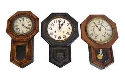 Lot 471 - Three late 19th Century American drop-dial wall clocks