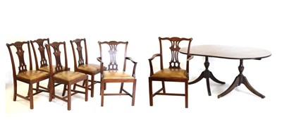 Lot 704 - Six Chippendale style chairs and reproduction dining table