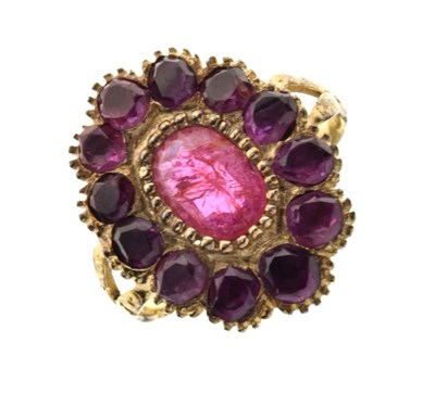 Lot 30 - Garnet and ruby cluster ring