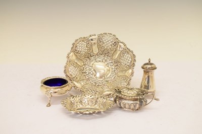 Lot 125 - Quantity of silver items to include Edward VII bonbon dish