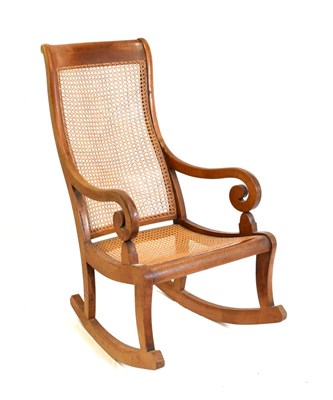 Lot 406 - Early 20th Century fruitwood bergere rocking chair