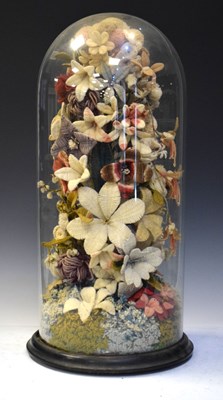 Lot 174 - 'Knitted' flower arrangement beneath glass dome