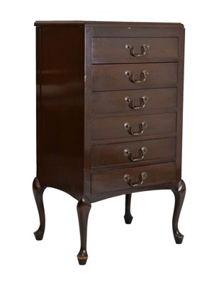 Lot 448 - 20th Century mahogany six-drawer music cabinet