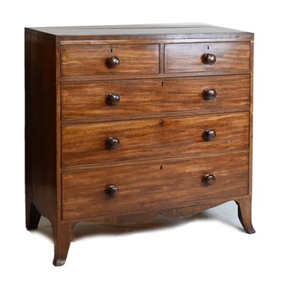 Lot 378 - George III mahogany chest of two short and three long drawers