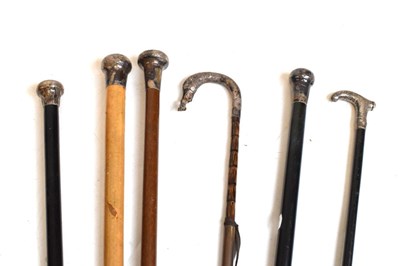 Lot 182 - Six silver-topped stick and canes